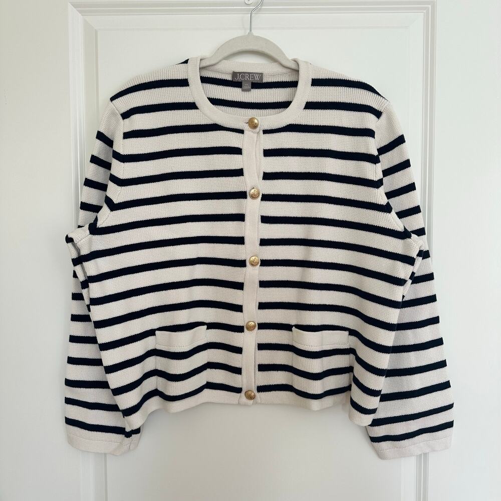 J.Crew Relaxed Emilie Lady Jacket In Stripe 100% Cotton XXL